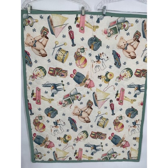 Child & Bunny Handmade Quilted Baby Blanket Nursery Decor 36"x44" - Picture 4 of 5